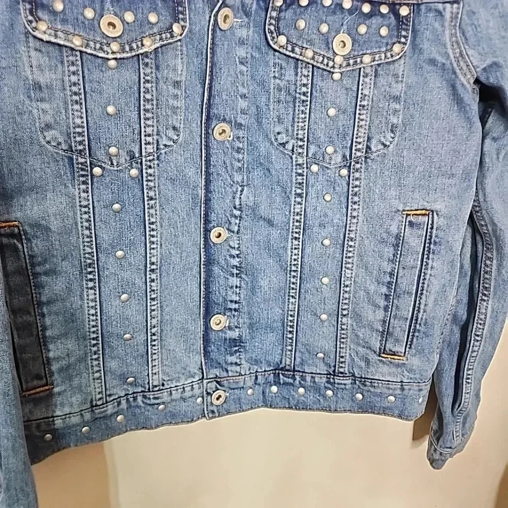 (Topshop)Topman Upcycled Denim Studded Jacket.  Size small - Picture 5 of 6
